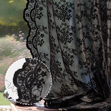 Anmao Vintage Lace Curtains 80" Long, 2 Panels Set, Elegant Light Filtering