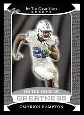 2024 Leaf In The Game Used Verge of Greatness Silver #VG-42 Omarion Hampton card