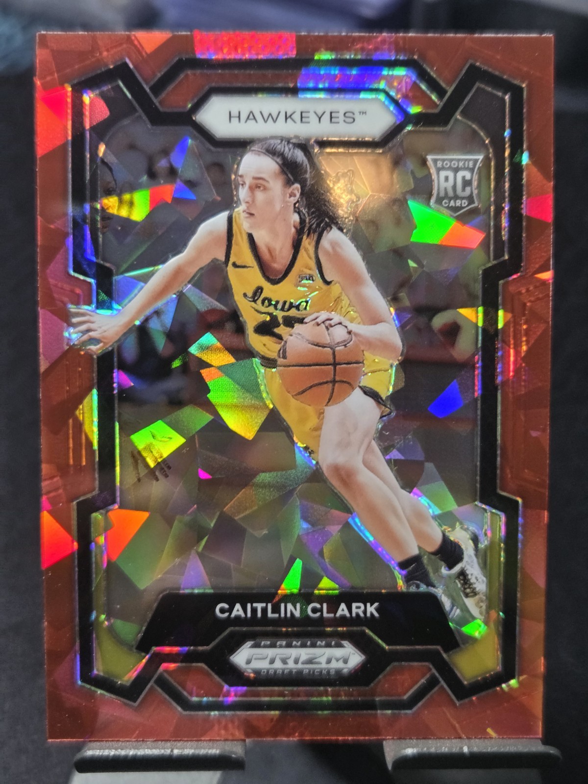 2024 Prizm Draft Picks Caitlin Clark Rookie Red Cracked Ice Prizm #57 RC