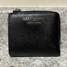 Kate Spade New York Staci Small Zip Bifold Wallet Black Saffiano Leather