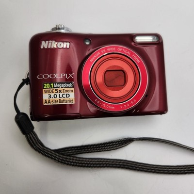 Nikon COOLPIX L30 Red 20MP Digital Camera w/ Battery+Card Tested