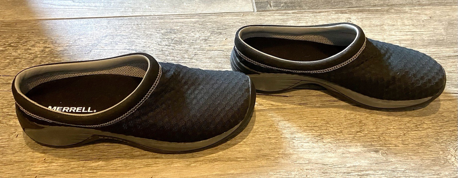 Merrell zoccoli neri in rete slip on donna taglia 9 uomo taglia 8