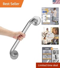 Brushed Nickel Bath Safety Grab Bar - 16" x 1.25", Holds 500 lbs, Easy Install