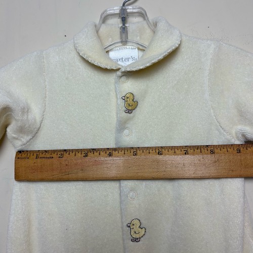 VTG Carters Baby One Piece Sleeper Pajamas Terry Cloth 0-3 M Embroidered Ducks - Picture 6 of 8