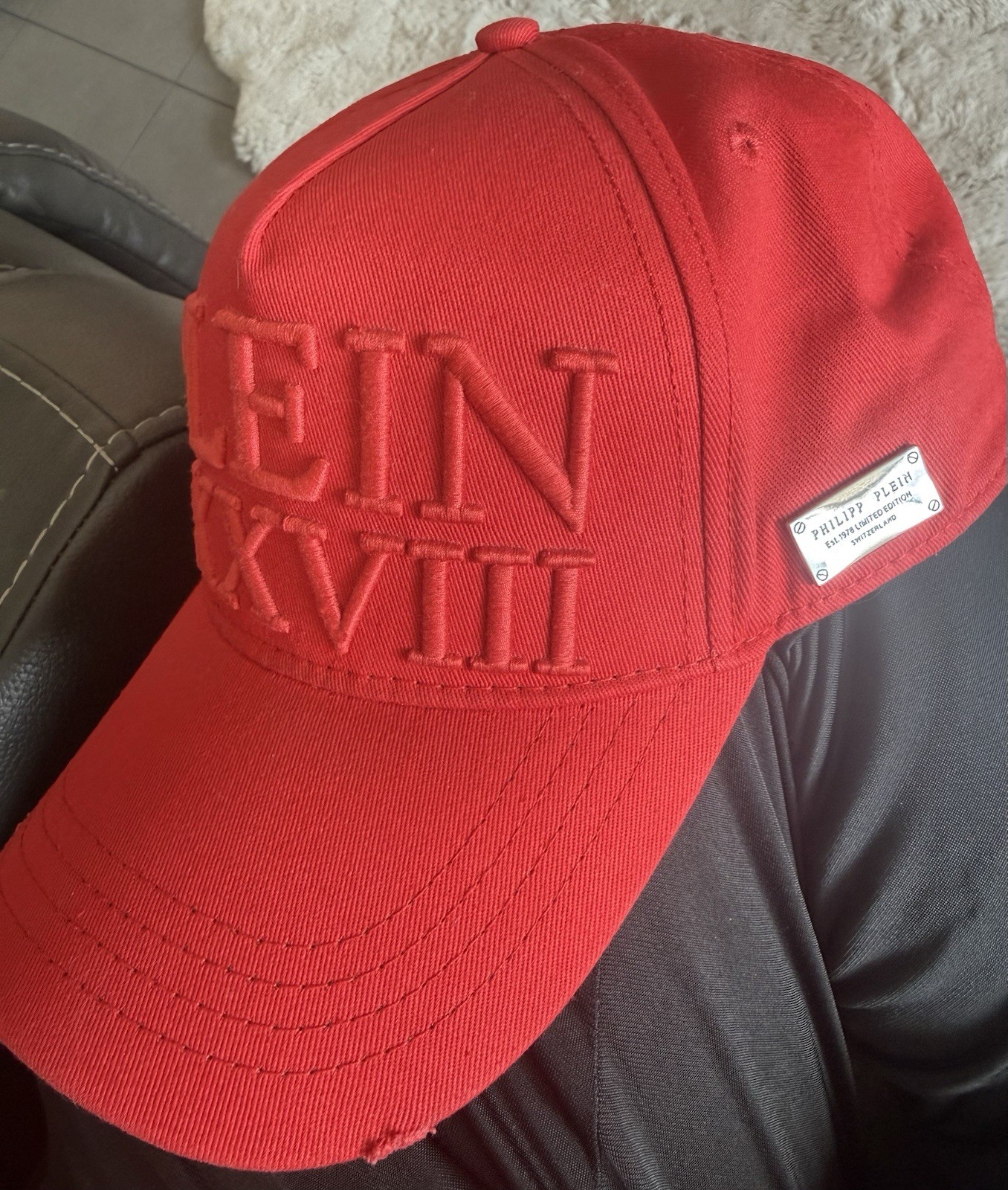 PHILIPP PLEIN LXXVIII RED BASEBALL CAP DISCONTINUED DESIGN RARE image 5