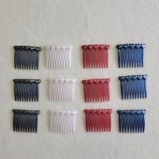 Vintage Style Unbranded Side Hair Combs Hearts Patriotic Colors Lot of 12