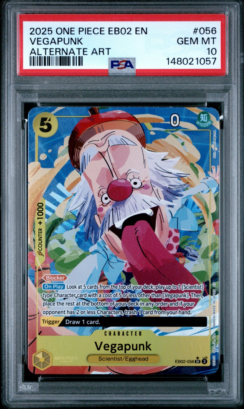ONE PIECE EB02-ANIME 25TH COLLECTION ALTERNATE ART #056 VEGAPUNK PSA 10
