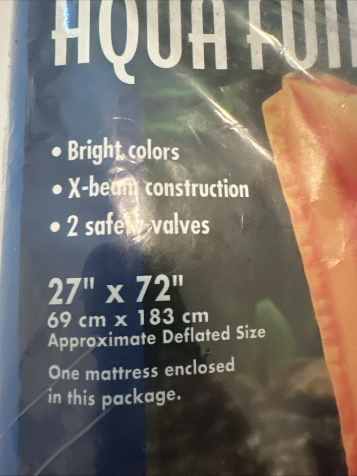 Aqua Fun Vinyl Mattress   27” X 72”. New. Sealed - Image 4 of 4