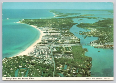 #ad Beautiful Siesta Key Sarasota Florida Aerial View Coastal Scenery Postcard $5.99