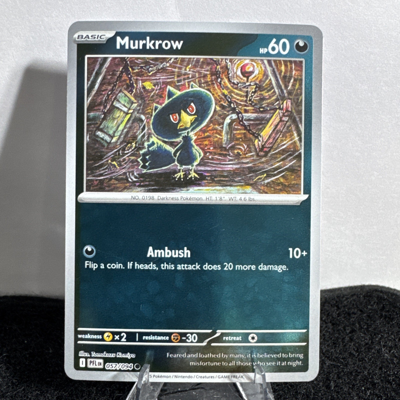 Murkrow 057/094 Reverse Holo Pokemon TCG: Phantasmal Flames Near Mint (NM)