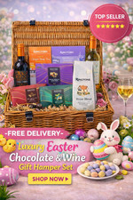Easter Chocolate Hamper Gift Basket Tea Coffee Biscuits Wine Luxury Food
