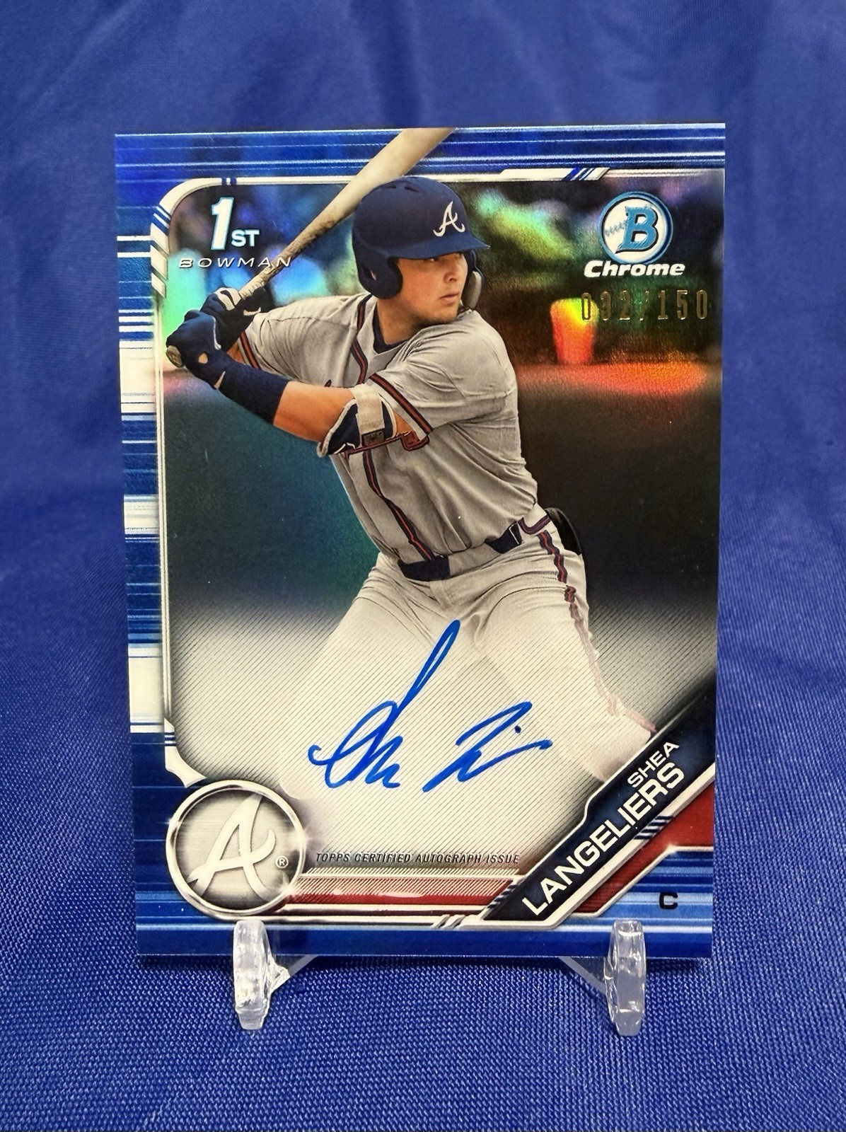 2019 SHEA LANGELIERS 1st Bowman Draft Chrome Auto Blue 32/150 BRAVES ATHLETICS