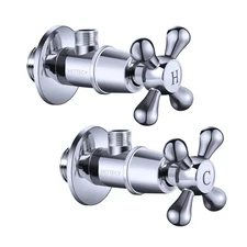 Angle Valve 2 Pack NPT 1/2'' Inlet x 3/8'' Outlet Angle Stop Valve, Brass Shu...