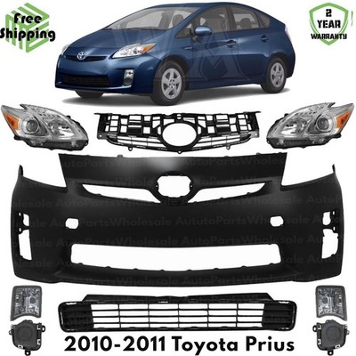 Front Bumper Cover Fascia & Grille Assembly Kit For 2010-2011 Toyota Prius
