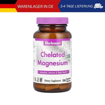 Bluebonnet Nutrition, Chelated Magnesium, chelatiertes Magnesium, 120 pflanzlich