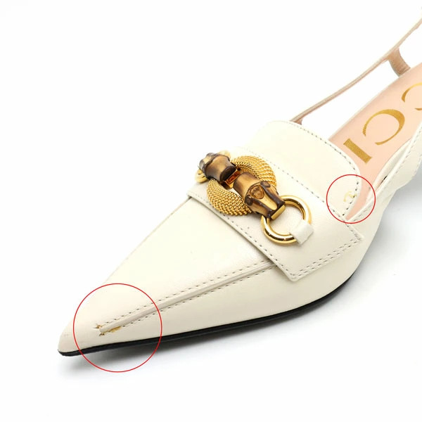 GUCCI Pumps Leather White #35 (approx. JP22.0cm) Slingback Bamboo thumbnail 11
