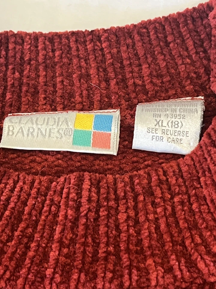 Suéter Chenille Rojo Elements Petite Vintage Años 90 Talla XL Talla 18 Navidad Y2K Foto 4 de 4