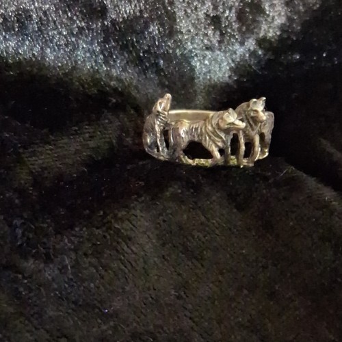 Three-Dimensional Wolf Pack Sterling Silver 925 Ring Size 12
