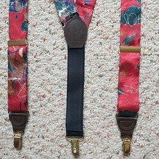 Pelican USA Suspenders Adjustable Clip On Style Red Abstract Fabric Stretch