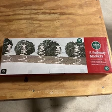 Winter Wonder Lane Clear Spiral Tree 5-Piece Pathway Markers 18 in 125 Lights