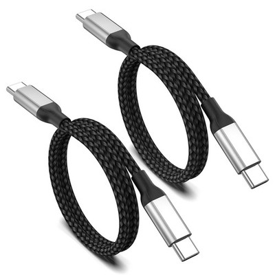 Kurzes USB C Kabel 60cm, 2er Pack Typ C Handy Ladegerät für Auto, schnell schwarz 