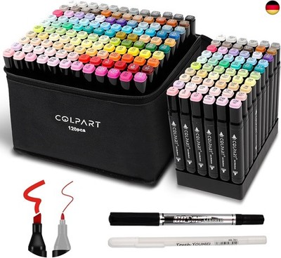 colpart 120-Farben Alkohol Marker Set Filzstifte-Permanenter Marker Set für 