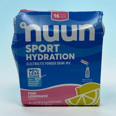 Nuun Sport Electrolyte Powder Pink Lemonade 16 Pack EXP 3/27 READ Damaged