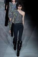 Saint Laurent -One Shoulder Top- Crystal Embellished Black Velvet -S- RPR £7705