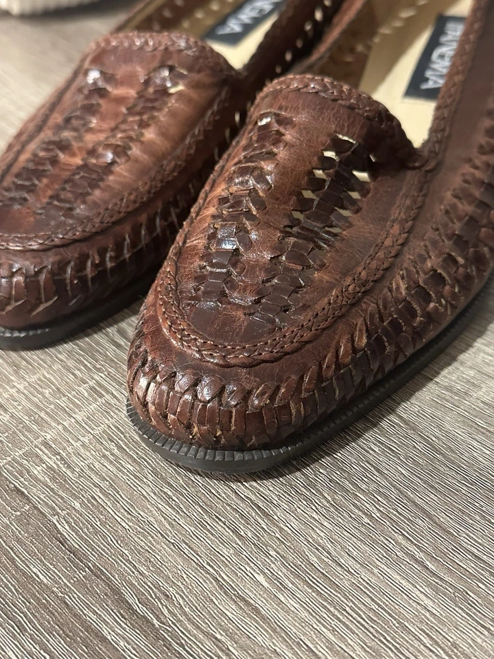 Ipanema Zapatos Planos de Cuero Tejido Talla 7 Marrón Retro Cottagecore Foto 3 de 4