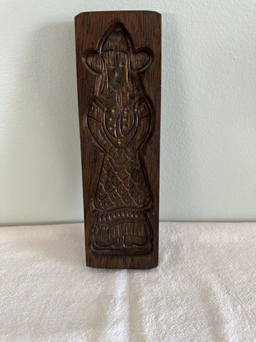 Vintage Wooden Cookie Mold Hand Carved Dutch Woman