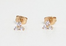Implant Grade Titanium Trinity Earrings CZ Gold PVD Hypoallergenic Very Small