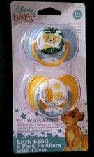 Disney Baby Lion King Simba 2-Pack Pacifiers W/Cover 0 Months NEW 