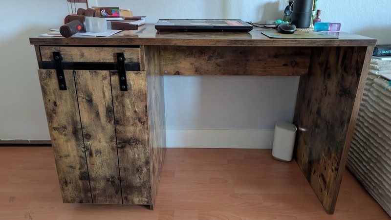 Stylish Desk Rustic Thick Industrial Style with Storage Cabinet