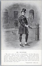 Antique Postcard England Charles Dickens Mr. Micawber Illustration