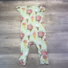 Posh Peanut Sophia Floral Ice Cream Print Romper 9 - 12 m Ruffle Butt