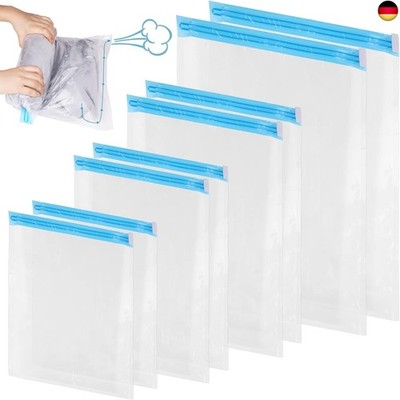 Vakuumbeutel für Kleidung, 8 STK. in 4 Größen Dicht Vacuum Bags, Wiederverwendba