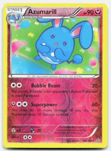 Primal Clash Azumarill 103/160 Lightly Played Pokemon Reverse Holo R Tcg Card