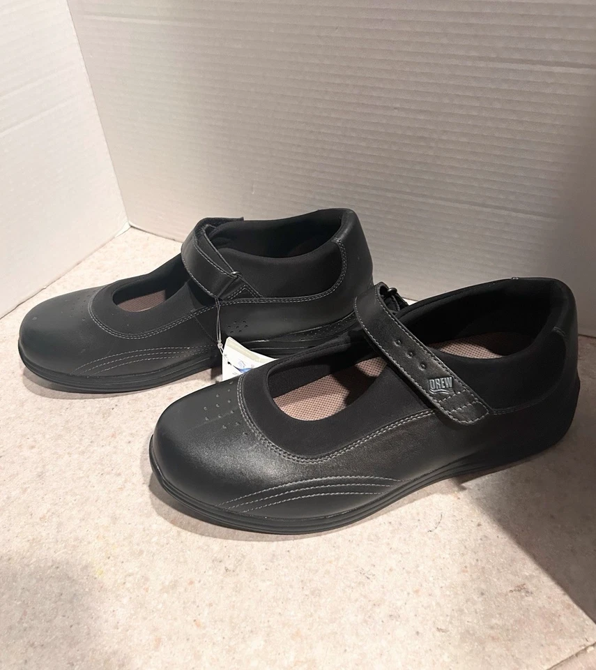 New Drew Rose Womens Mary Jane Flats Sz 9.5 Wide  Black  Leather Comfort Shoes - Image 2 of 4