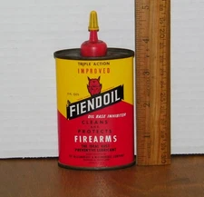 Vintage Fiendoil Oil Can Firearms Rust Preventative Lubricant 3oz Half Full