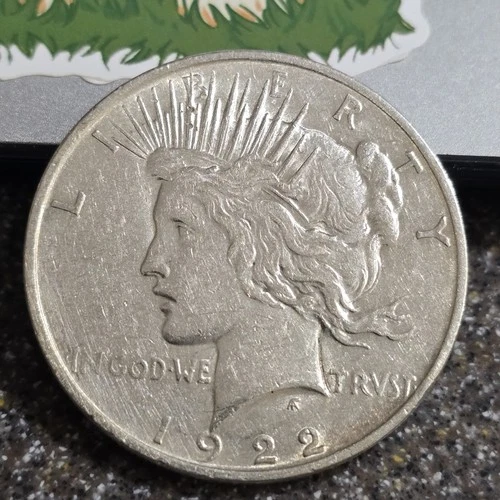 AU 1922 Silver Peace Dollar, 25C Combined Shipping