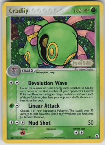 Pokemon TCG Cradily Holo Rare Reverse Holo EX Legend Maker 3/92