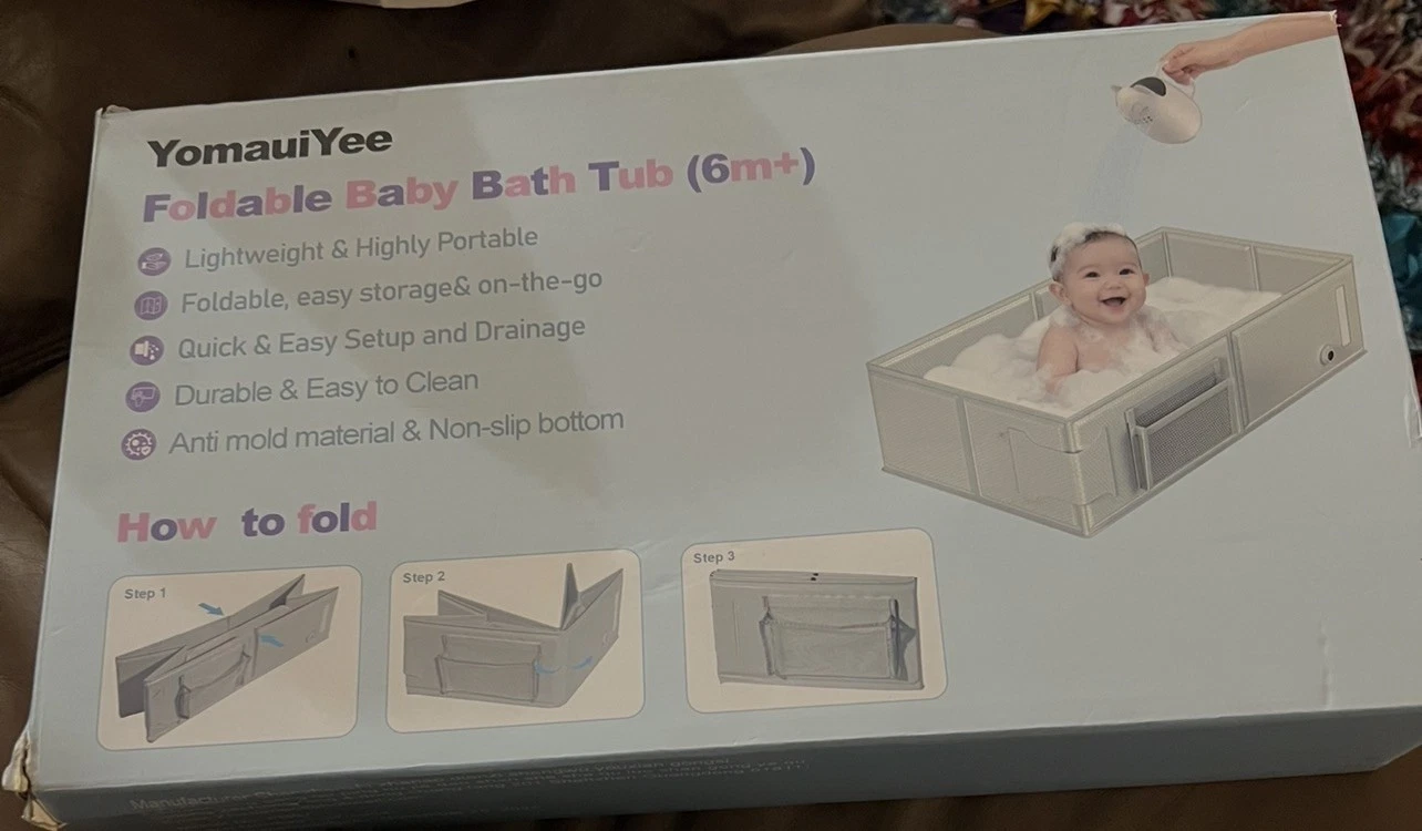 Baby Bathtub for Newborn to Toddlers, Foldable Infants Babies Bath Tub with Non-