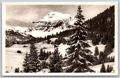 Crans-Montana Switzerland Winter Ski Rawilhorn Alps Chalets 1930s Postcard D217