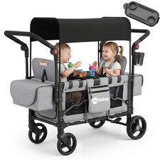 Faltbar Bollerwagen mit Dach für 2 Kinder zu...