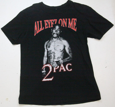 Medium 2Pac Black All Eyez On Me Short Sleeve Adult Graphic Tee T-Shirt Top QQ17