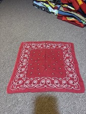 Vintage Beaten Up Made In USA Red Paisley Bandana