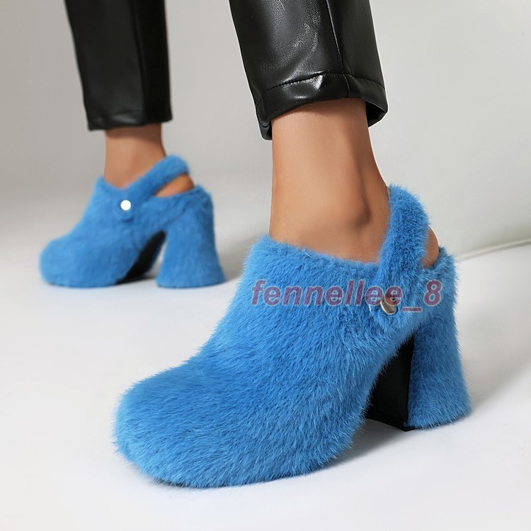 PANTOFOLA D’ORO Sandali donna punta stretta tacco a blocco pelliccia slingback casual casa ciabatte scarpe