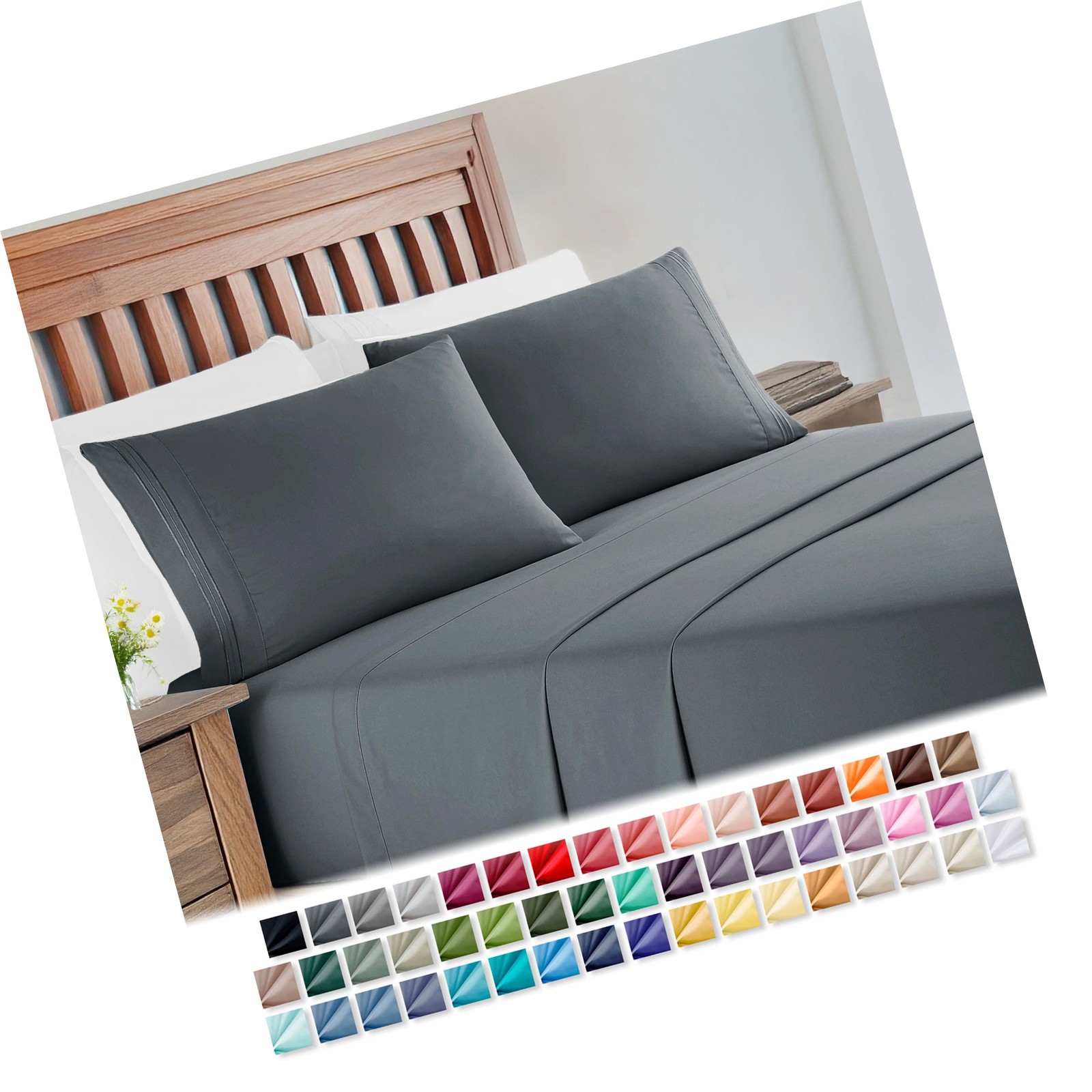 Nestl Deep Pocket Full Size Sheets Set, 1800 Series Bed Sheets Full 4 Piece, ...