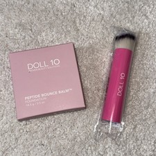 Doll 10 PEPTIDE BOUNCE BALM WITH FOUNDATION BRUSH Shade Light/Medium New In Box