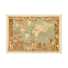 Maps British Empire 1886 Imperial Illustrated People World Framed Wall Art Print
